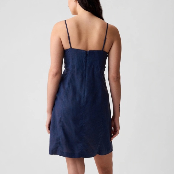 NWT linen-blend mini dress in indigo - Picture 5 of 7